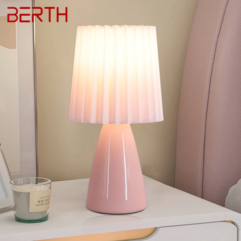 

BERTH Contemporary Table Lamp LED Ceramics Creative Pink Desk Light Decor For Home Living Room Bedroom Bedside