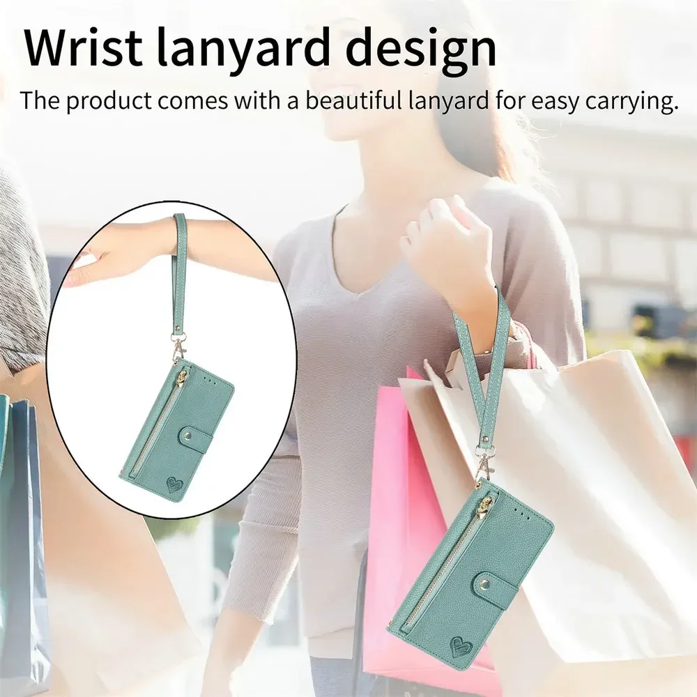Leather Zipper Wallet Case with Anti-Theft and Magnetic Flip for Honor Magic Series 5G