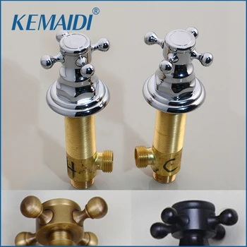 KEMAIDI ทองเหลืองโบราณอ่างล้างหน้า TAP Handle ทนทานการออกแบบที่ไม่ซ้ํากัน Hot & Cold Control วาล์วผสม Handle ก๊อกน้ําฝักบัวสวิทช์ 1