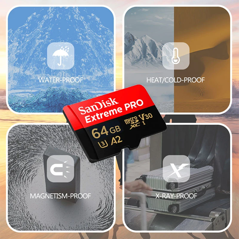 SanDisk 마이크로 SD 익스트림 프로 SD 카드, SD/TF 플래시 카드, 카메라 DJI용 SD 어댑터 포함, 32GB 메모리 카드, 256GB, 512GB, 1TB, 128GB, 64GB