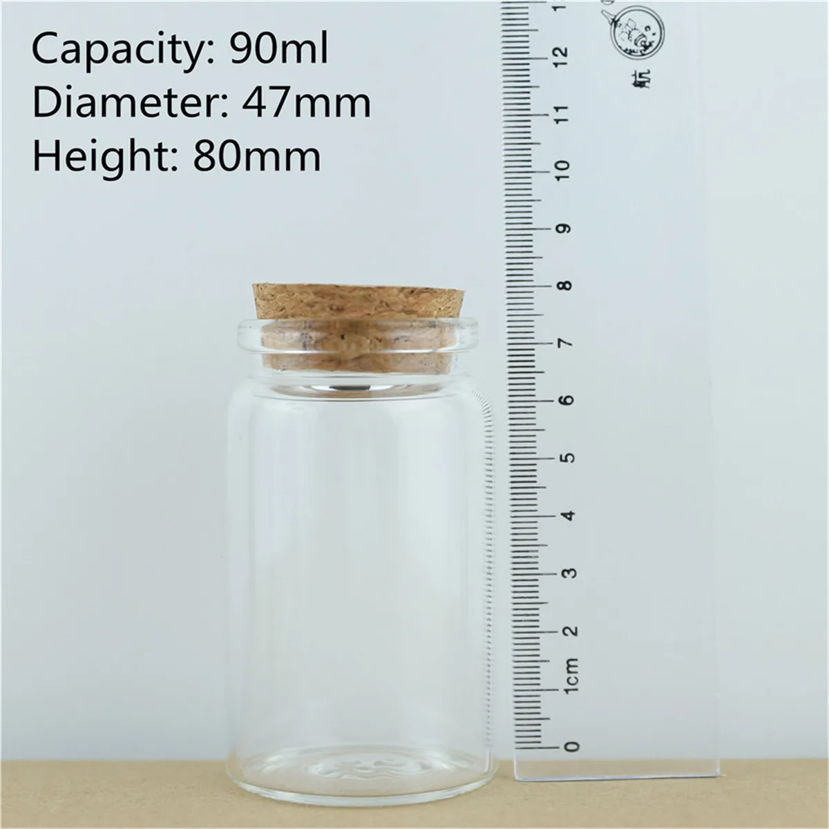 코르크 스토퍼 빈 스파이스 유리병, 서브 보틀 드리프트 병, 유리병, 90ml, 로트 당 6 개, 33*47*80mm