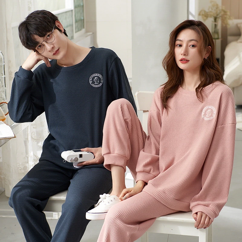 Trending Couples Pajama Sets - Long Sleeve Sleepwear - Round Neck Winter Lovers' Clothes (D90)(ZP3)