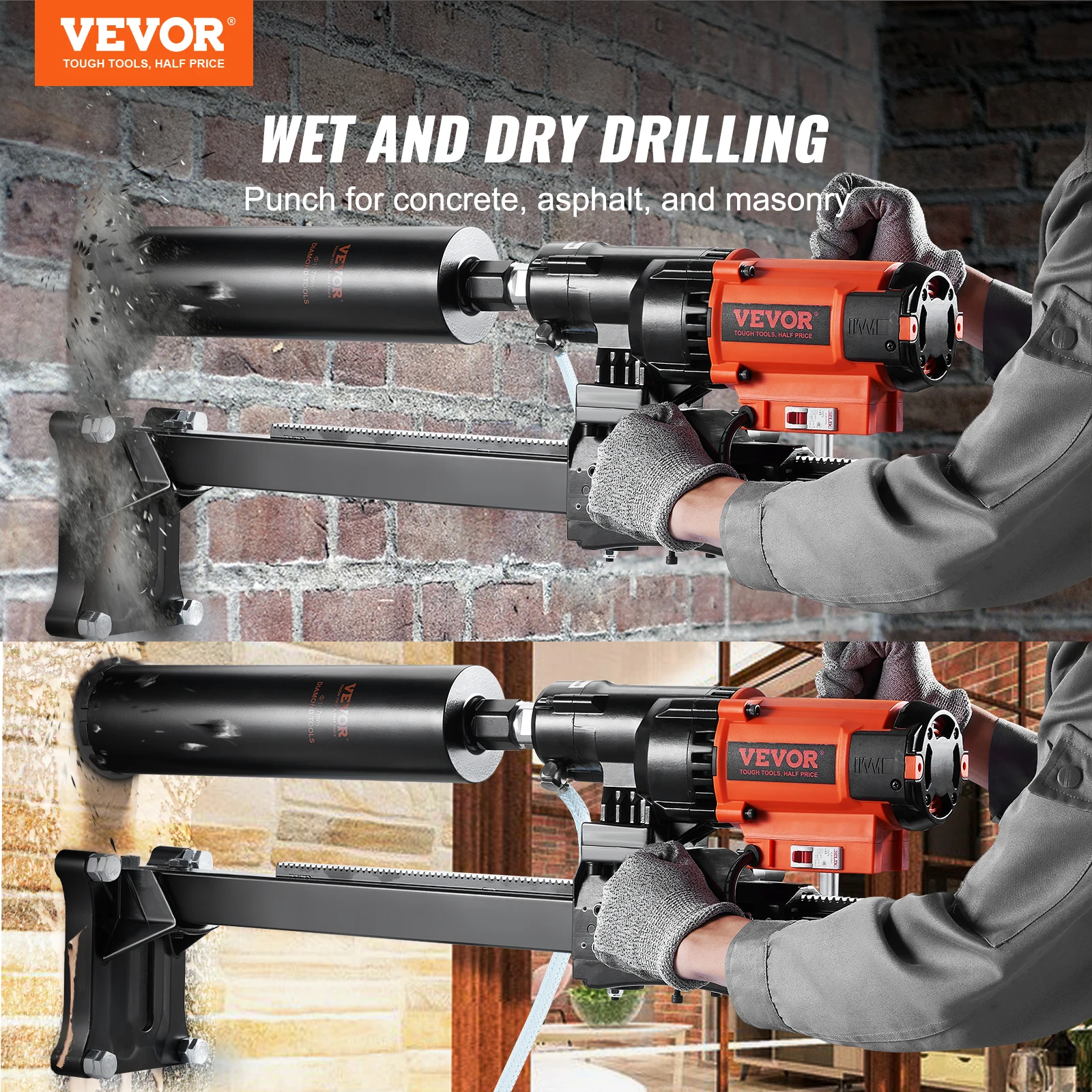VEVOR 3200W 750RPM Wet/Dry Diamond Core Drill Machine Concrete Core Drill Rig Stand Industrial Wet Electric Core Drilling Machin 2