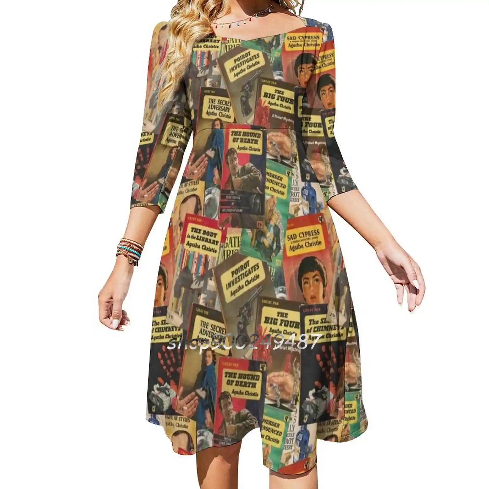 Agatha Christie Hercule Poirot Miss Marple Vintage Evening Party Dresses Midi Sexy Dress Female Sweet One Piece Dress Coreano