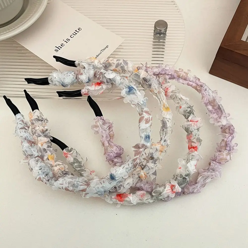 

Design Party Temperament Face Wash Korean Style Headband Women Hair Accessories Fold Cloth Hair Hoop Floral Pearls Hairband
