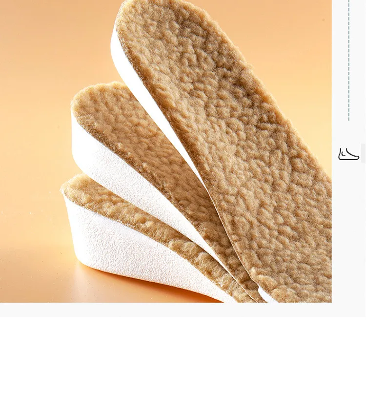 Winter Warm Height Increase Insoles Sports Shock Absorption Shoes Insole for Feet Men Women Fur Shoes Pads Growing Sole 1Pair