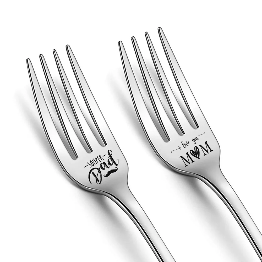 

Stainless steel fork fork tableware Super MOM DAD i love you Father's Day Mother's Day gift
