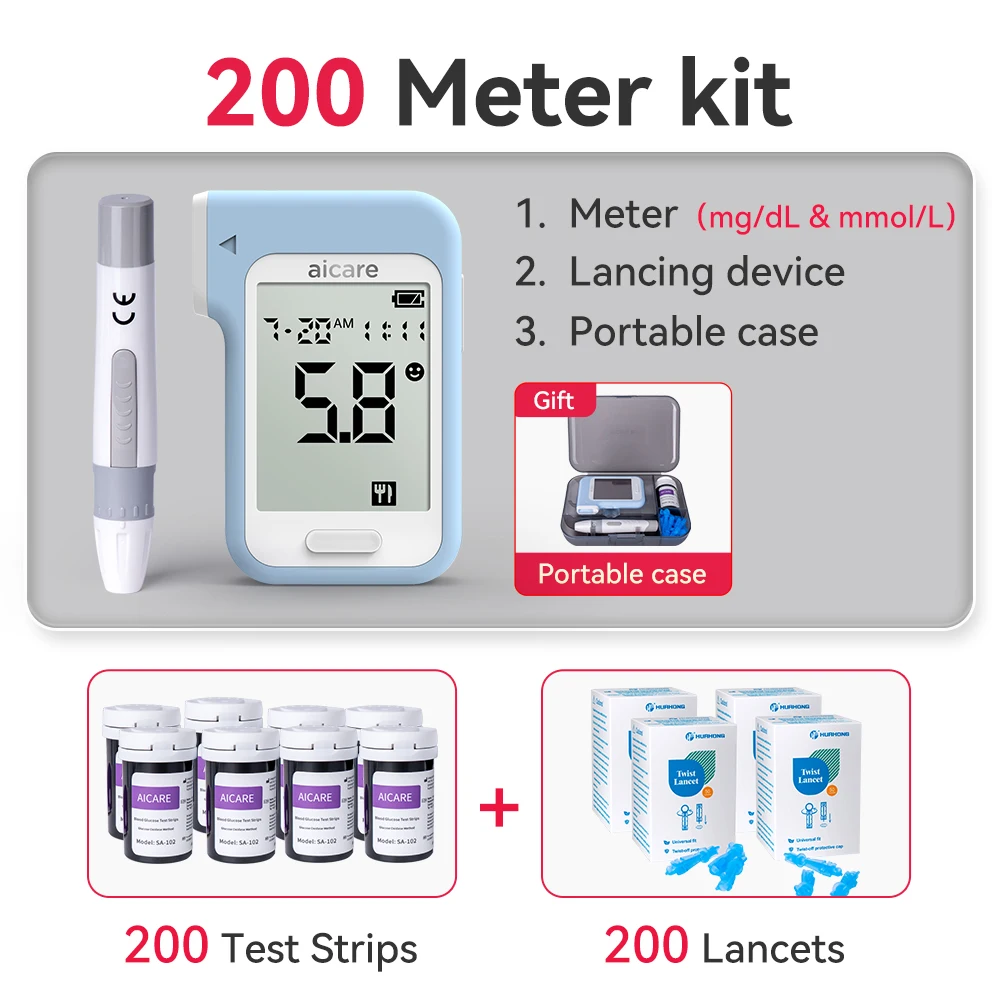 Blood Glucose Monitoring Kit with Test Strips and Lancing Device for High Blood Sugar Management
