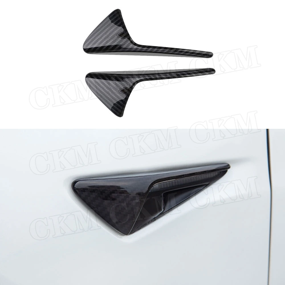 

Carbon Fiber Front Fender Door Emblem Badge Stickers Garnish Strips Trim For Tesla Model 3 S X 2013-2019 Side Winglet