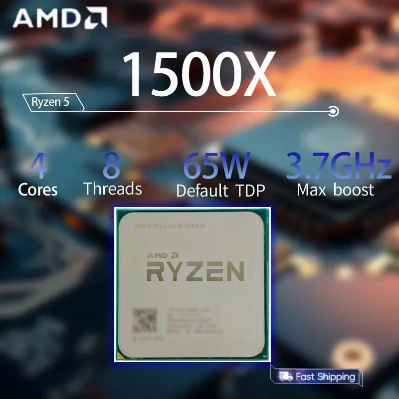 AMD 라이젠 5 1500X 언락 4코어 8스레드 3.7GHz 데스크탑 CPU (게이밍용, 소켓 AM4, 패키지 미포함)
