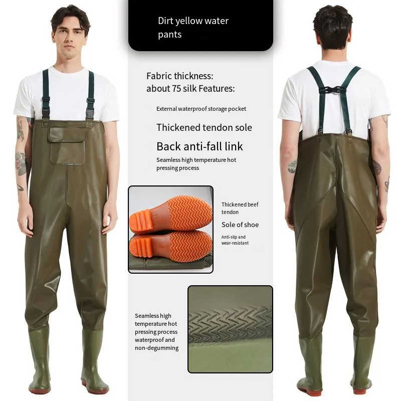 Fly fishing waders PVC fishing waders river lake lure wading pants travel sea clothing outdoor waterproof overalls breathable