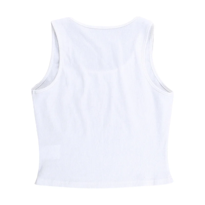 Camiseta sin mangas con estampado de letras Fairycore para mujer, ropa informal de los años 2000, con diamantes de imitación Y2K