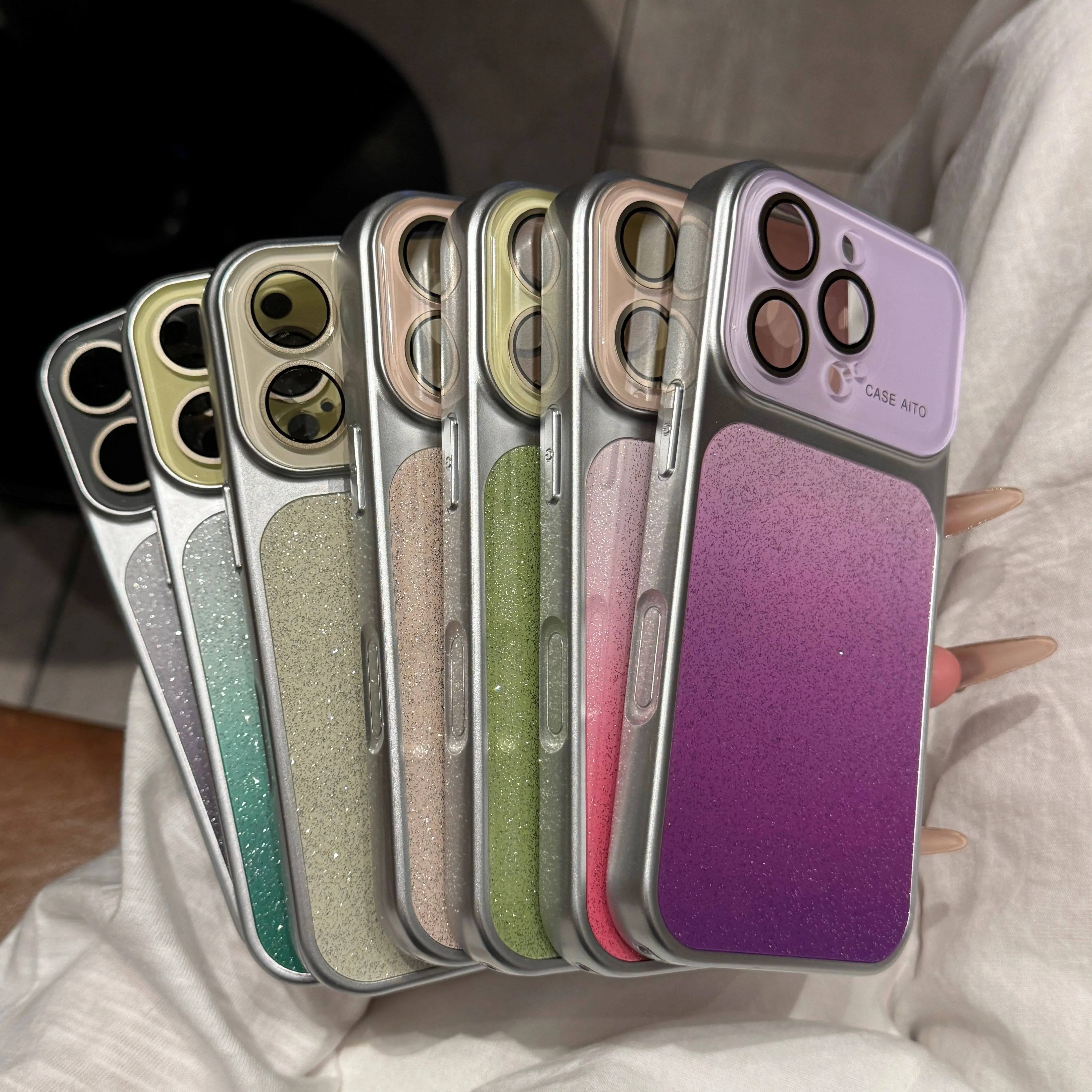 Luxury Gradient Glitter Phone Case With Camera Lens Protection_voghion.com