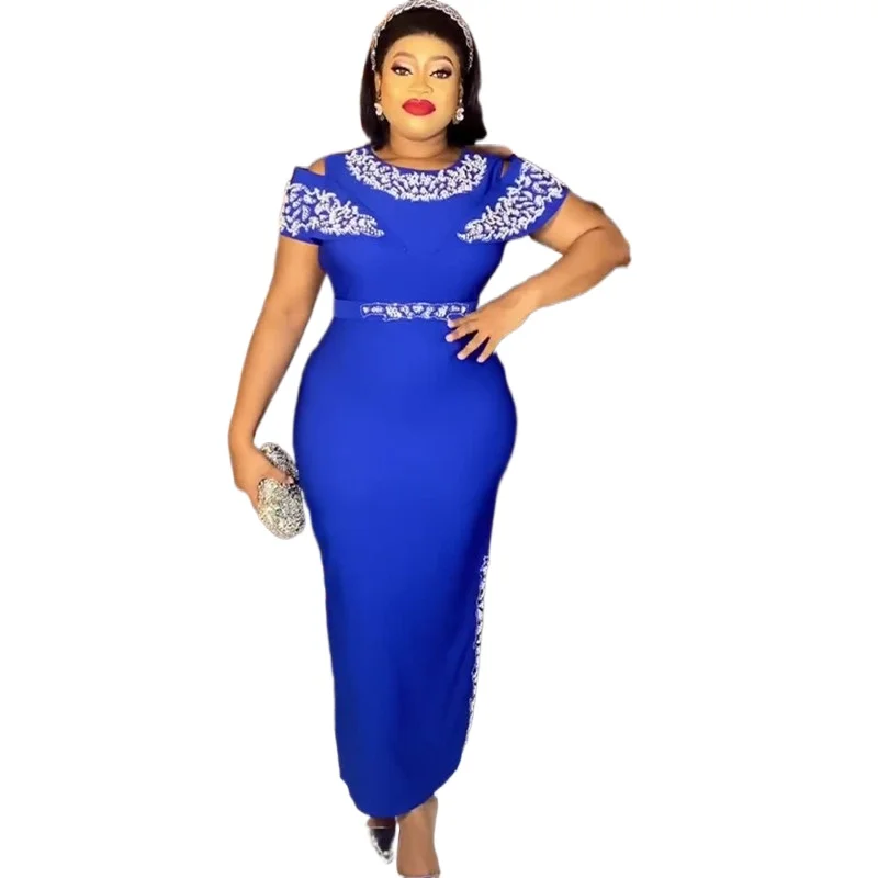 

African Dresses For Women 2023 Summer Autumn Africa Clothing Short Sleeve Dress Sexy O-Neck Slim Dress Office Lady Party
