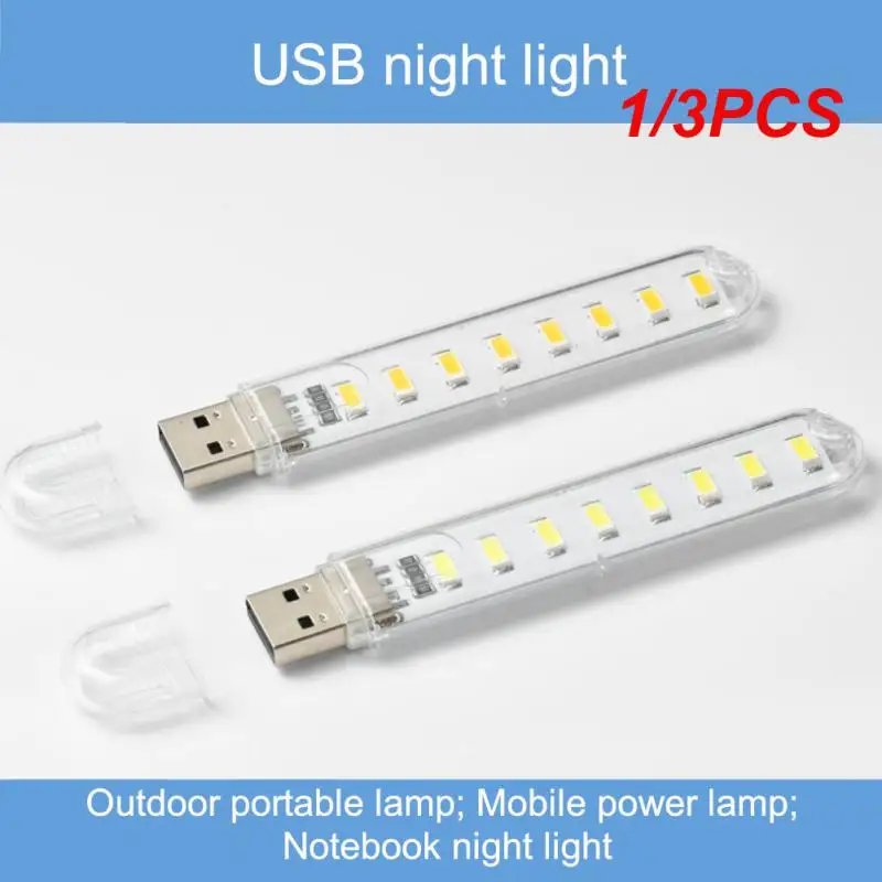 

1/3PCS Mini Portable 3/8LED USB Book Light DC5V Ultra Bright Reading Book Night Lamp Flashlight Power Bank Laptop Camping