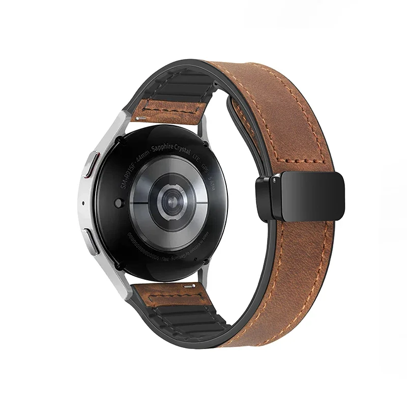 Premium Leather Silicone Magnetic Watch Strap - 22mm/20mm Adjustable Band