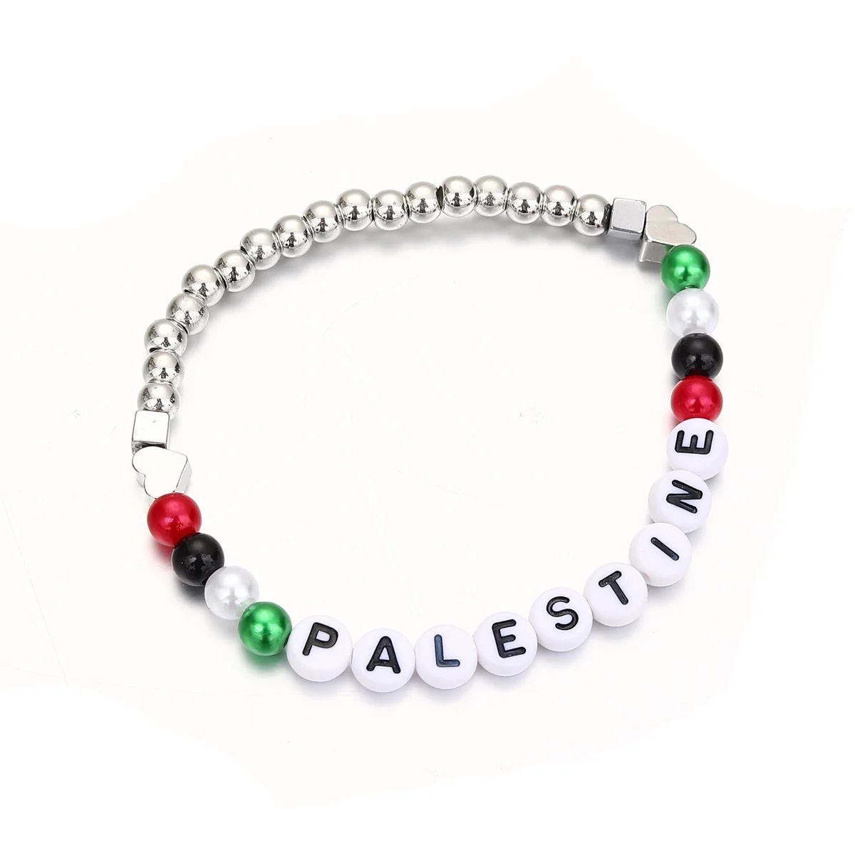 Palestine Red Black Green White National Flag Woven Thread Bracelet Natural Stone Beads Fashion Bracelets for Women Men Jewelrys 4