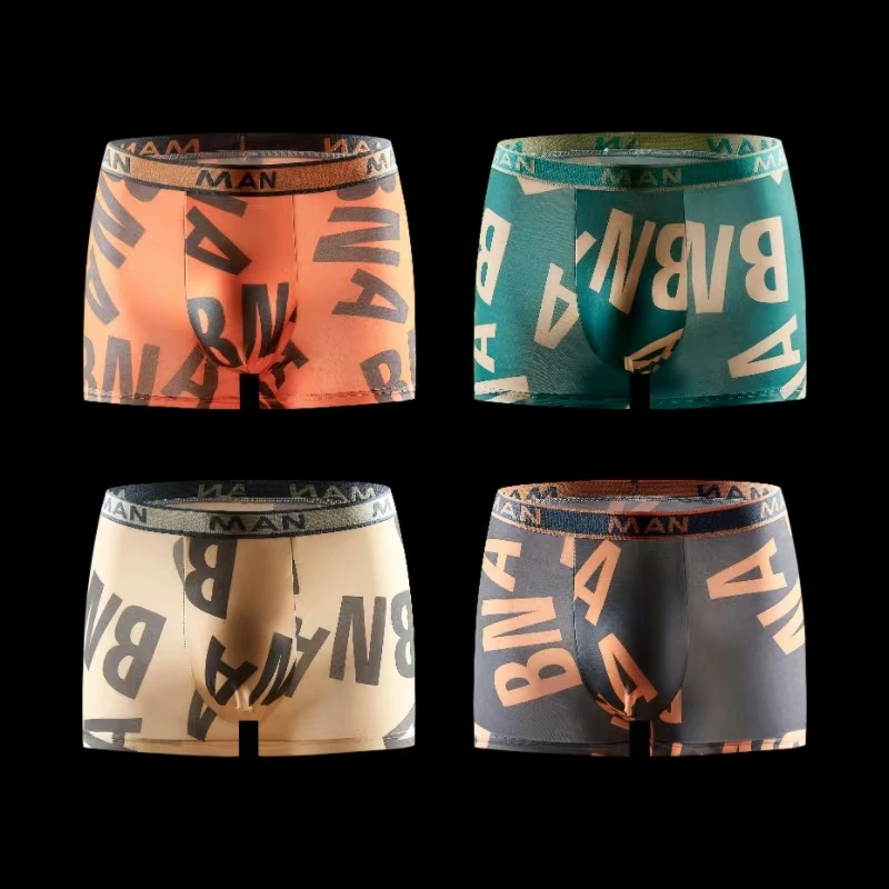 Boxer shorts 4 Pieces Men Underpants 4 Colors Mixing Sexy Soft Ice Silky Fashion Sports Casual L XL XXL