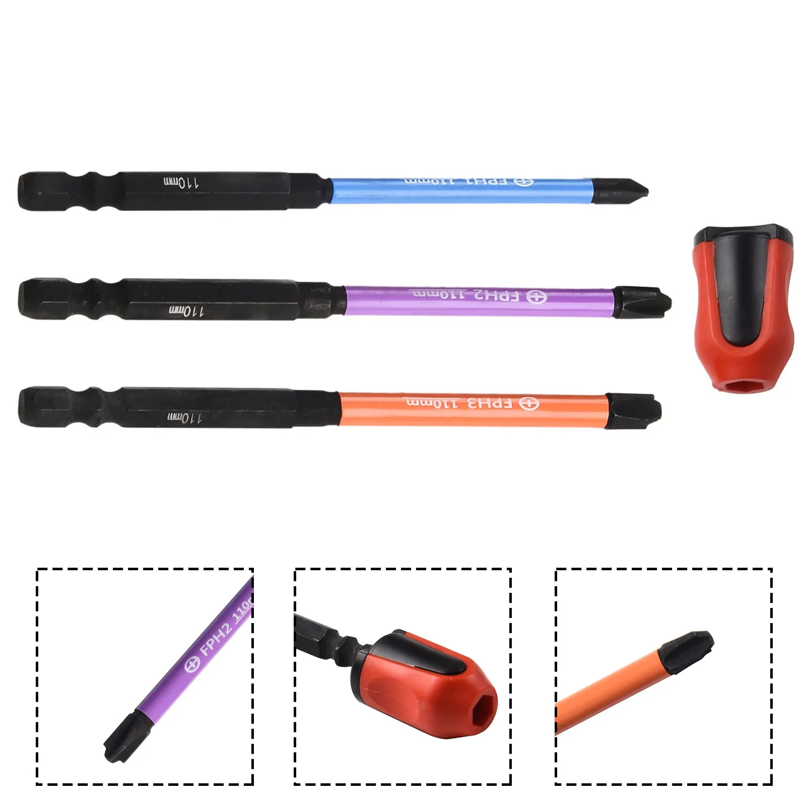 

4pcs FPH FPZ Screwdriver Bits Cross Magnetic Ring 4.5/5.5/7mm Nutdrivers For Electrician Socket Switch Circuit Breaker Hand Tool