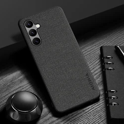 Elegant Leather Wood Grain Phone Case - Simple, Lightweight, and Durable Cover - Galaxy A34 (Black)