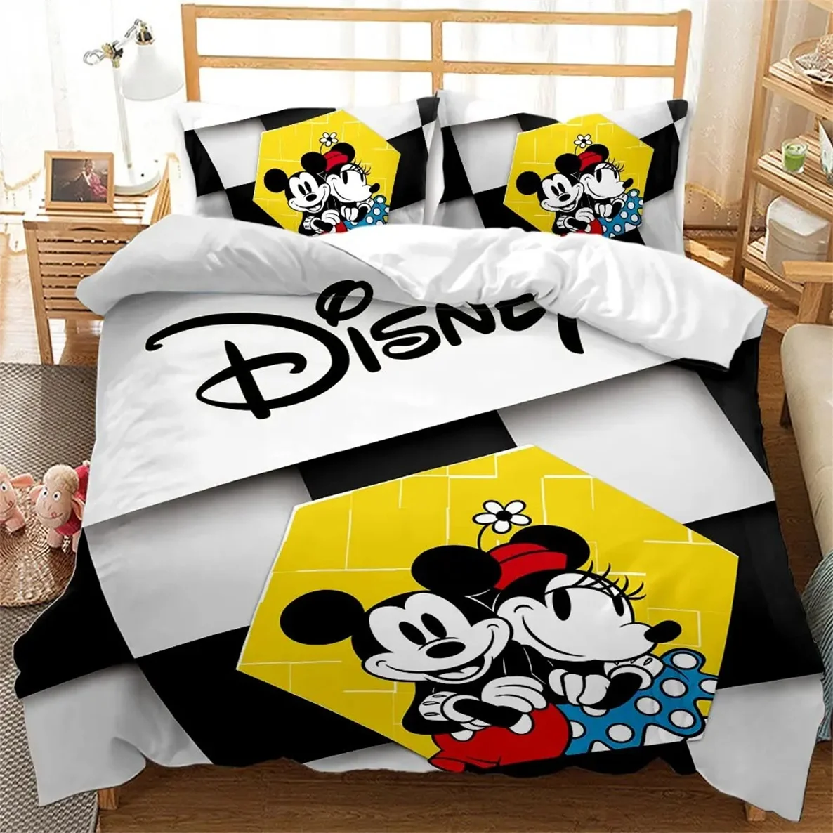 Lovely-Mickey-Minnie-Mouse-Duvet-Cover-Disney-Bedding-Set-Cartoon-Bed-Pillowcase-Single-Double ...