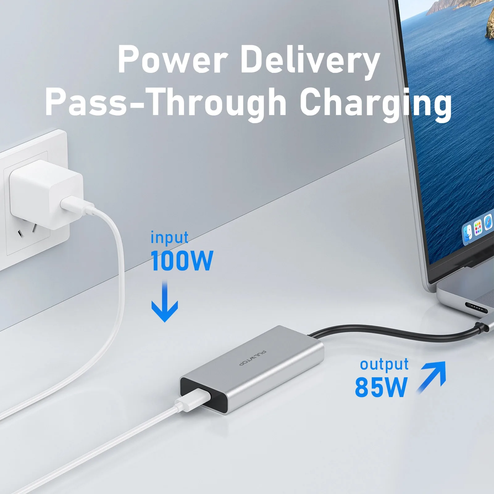 5-poorts hub, 10 Gbps gegevensoverdracht, 100 W PD-opladen, USB-C hub-multipoortadapter voor boeken, Chromebooks, I, XPS_voghion.com
