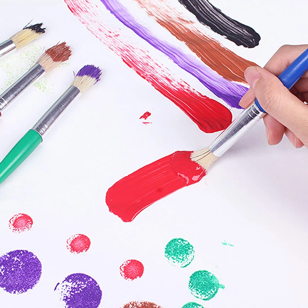 4pcs Round and Flat Bristle Artist Paint Brushes for Student Tempera Graffiti Acrylic Oil Watercolor Painting 5