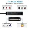 4 In 1 USB 3.0 USB C Memory Card Reader SD TF CF MS Compact Flash Card Adapter with Parallel Access to 4 Slots 5Gbps Read Write 3