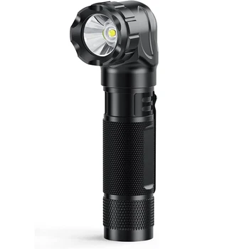전술 직각 손전등 LED 라이트, 충전식 컴팩트 토치, 사냥 낚시 캠핑용, 3.9x1.6x 1in, 500lm