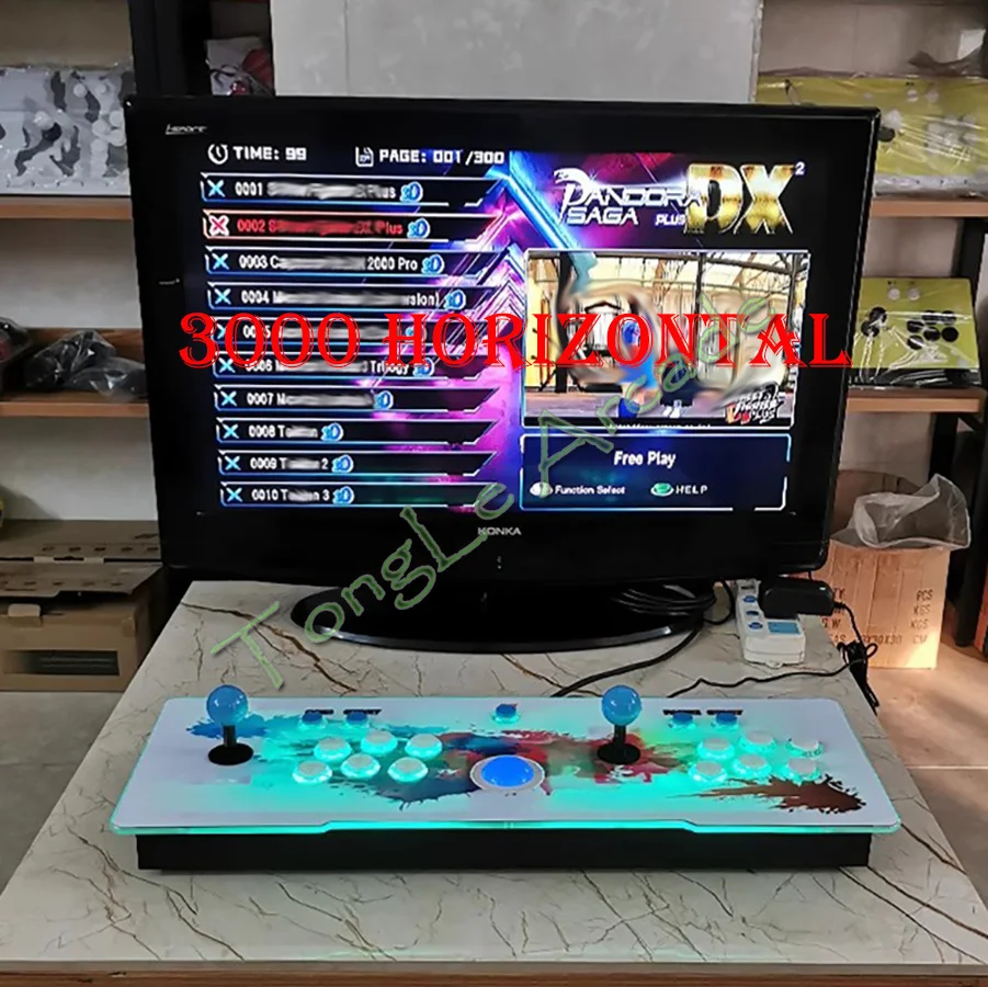 판도라 DX LED 트랙볼 아케이드 게임 콘솔, 조이스틱 2인용, 레트로 3D 박스, 전환 가능, 가로, 세로, 3000+516 게임