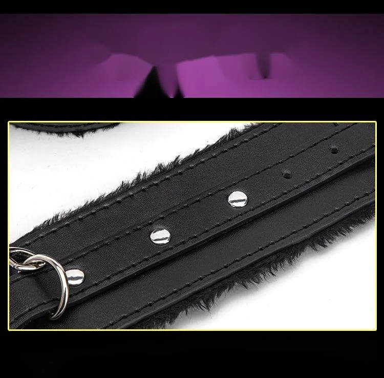 Produits pour adultes Menottes liées, croix, peluche en cuir, ensemble amusant de 3 pièces, jouets groupés_voghion.com