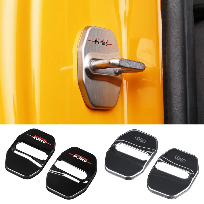 Car Door Lock Cover 2pcs Car Door Lock Cover For MINI COOPER R55/R56/R57/R58/R59/R60/R61/F54/F55/F56/F57/F60 Anti Rust Protective Trim Accessories