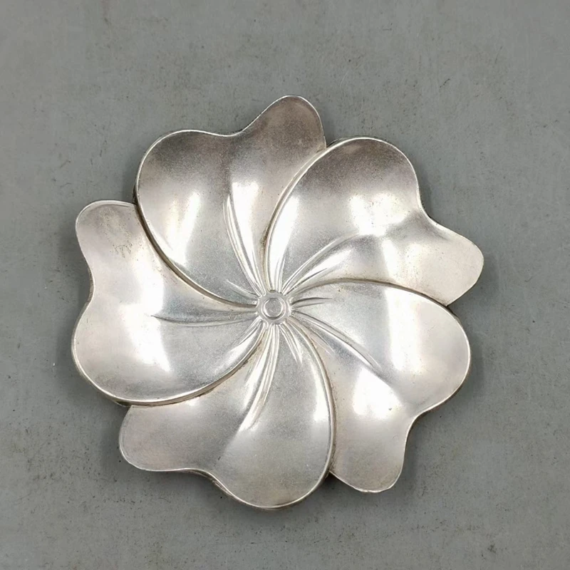 Antique miscellaneous plates lotus coasters, home craft ornaments, copper and silver plated small plates.