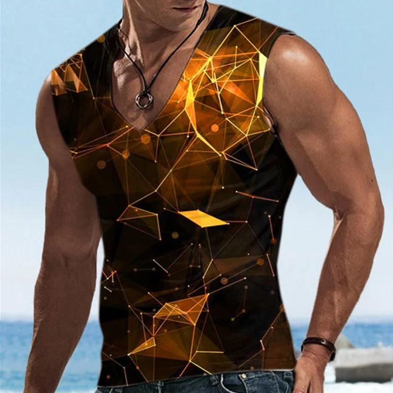 Geometric Stripes Pattern Tank Tops For Men Colorful Cool 3D Printed ...