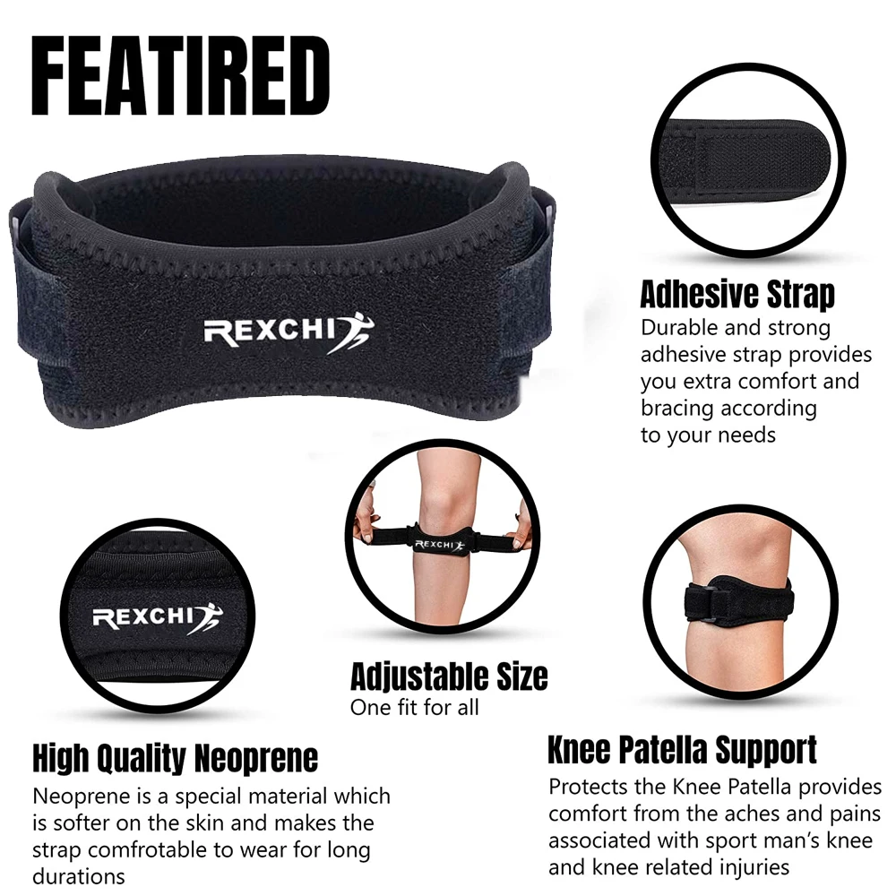 Adjustable Knee Pad Knee Pain Relief Patella Stabilizer Brace Support For Hiking Soccer Basketball Running Sport 2Pcs/1Pair