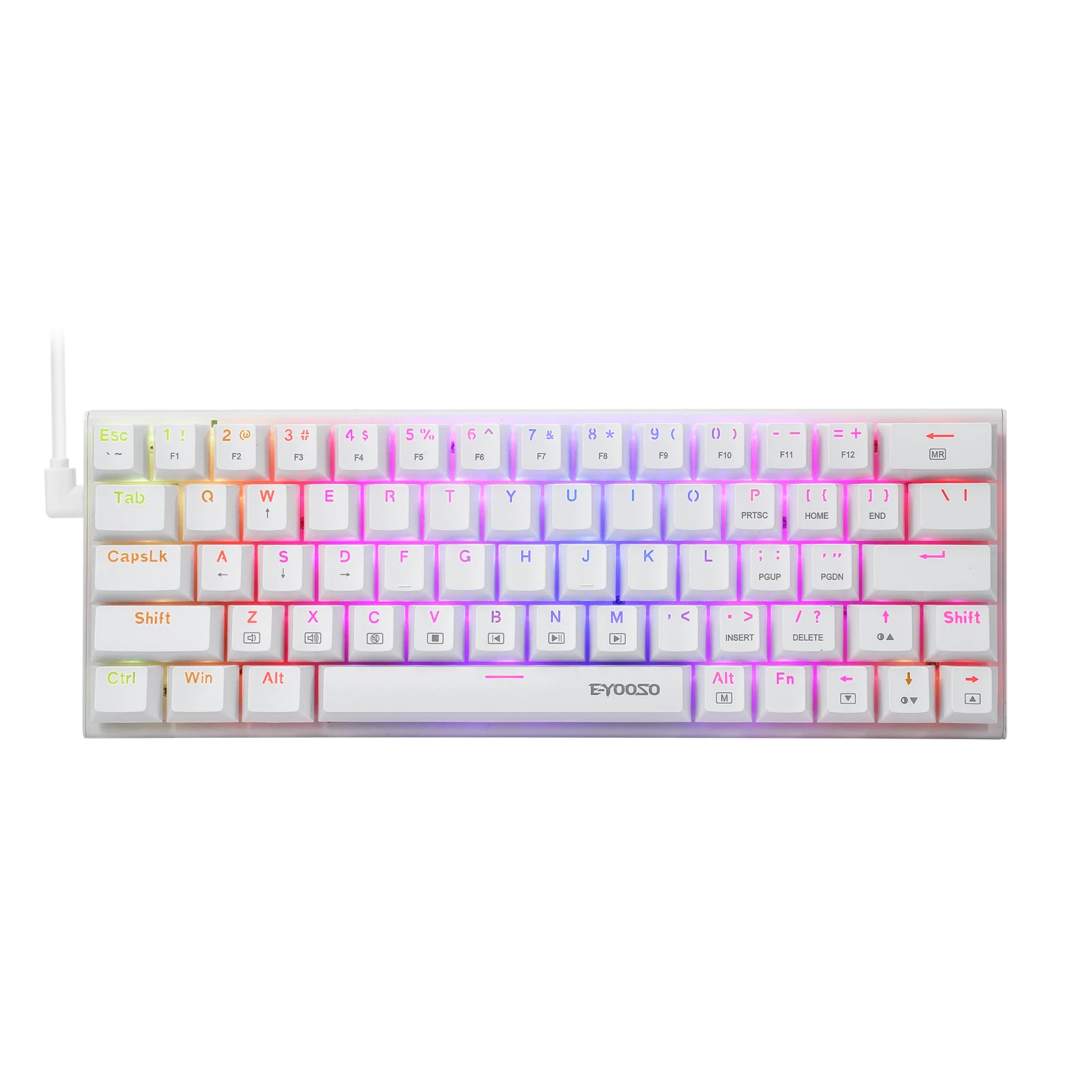

Z-22 60% Mechanical Keyboard ：USB Wired Hot Swap Outemu Switch RGB Backlight Computer Keyboard for Laptop PC , White