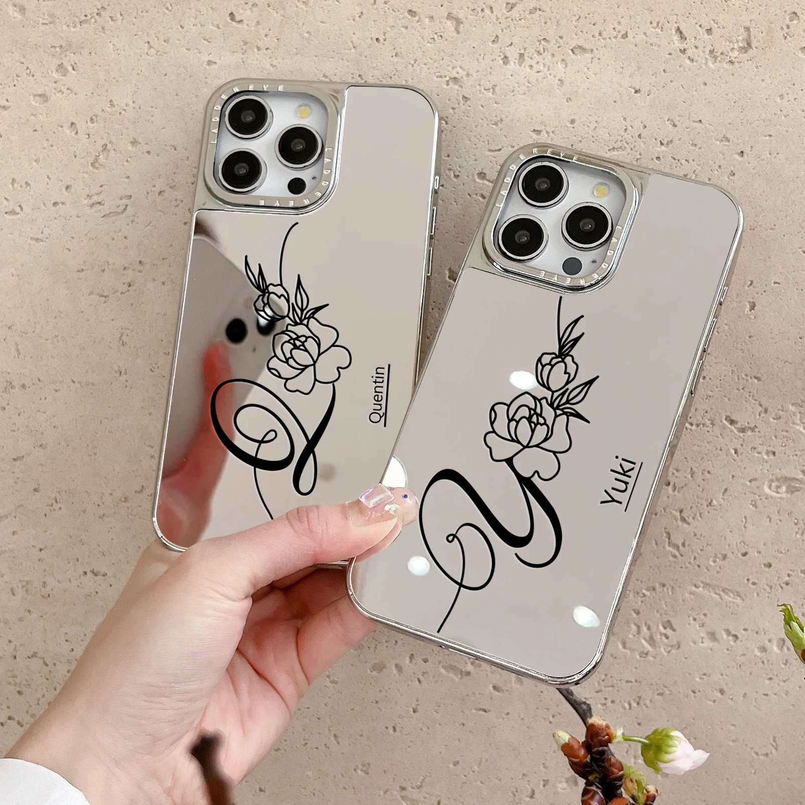 Personalized Luxury Custom Your Name Make UP Mirror Phone Case thumbnail 3