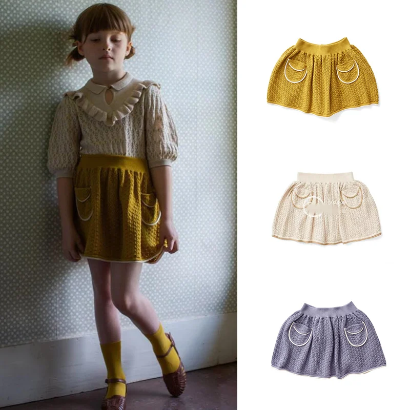 New Baby Girls Knitted Skirts Autumn Hollow Out Soor Ploom Brand