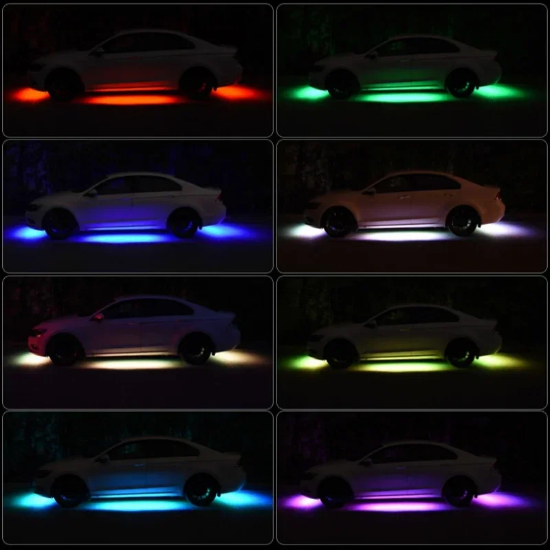 LED Chassis Light Retrofit Multicolor Voice-activated Atmosphere Light Bluetooth-Compatible with APP Multi-function Warning Lamp