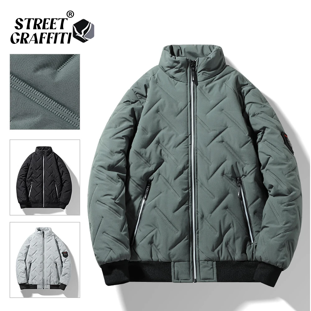 

Men Winter Solid Casual Cotton Jackets Hot Fashion Male Spring Autumn Outdoor Warm Windproof High Quality Windbreaker Coats