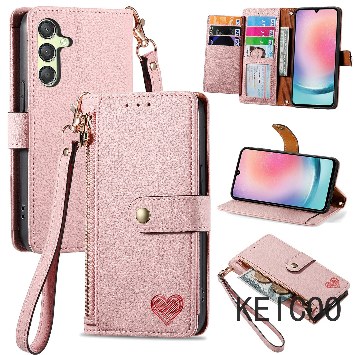 Fashion Shell Per Samsung Galaxy A25 A35 A52 A 25 35 52 5G Love Retro Case Zipper Storage Design Soft Tpu Bottom Cover