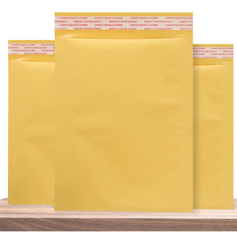 10pcs Yellow Poly Bubble Bag Self-Sealing Filling Gift Bag Book Storage Email Packing Envelope Packing Shipping 35*25cm
