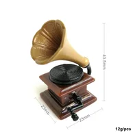 1:12 Furniture Mini Accessories Ultra-compact Retro Phonograph Record Player With Record DIY Miniature Doll House 1