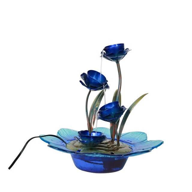 Bits and Pieces - Indoor/Outdoor Iridescent Glass Butterfly Fountain - Zen Tabletop Water Fountain