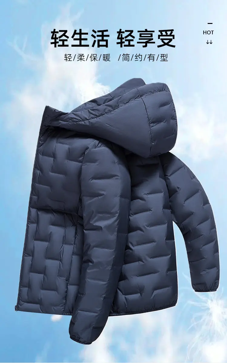 Leichte Entendaunenjacke für Herren, 2025, Herbst und Winter, solide, warm, lässig, Puffermantel, Oberbekleidung, lockere, winddichte, gepolsterte Oberteil-Kleidung – Detail 1