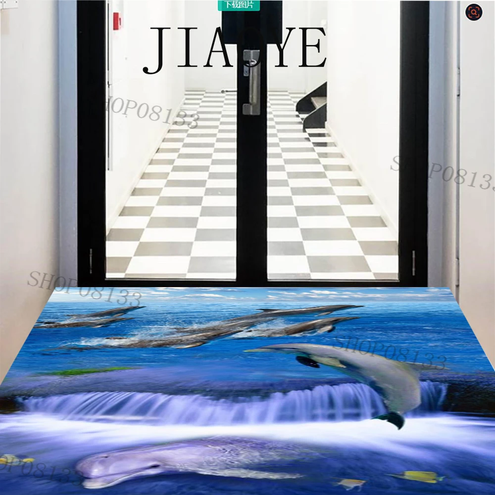 dolphin Floor Sticker Waterproof bathroom kitchen wallpaper