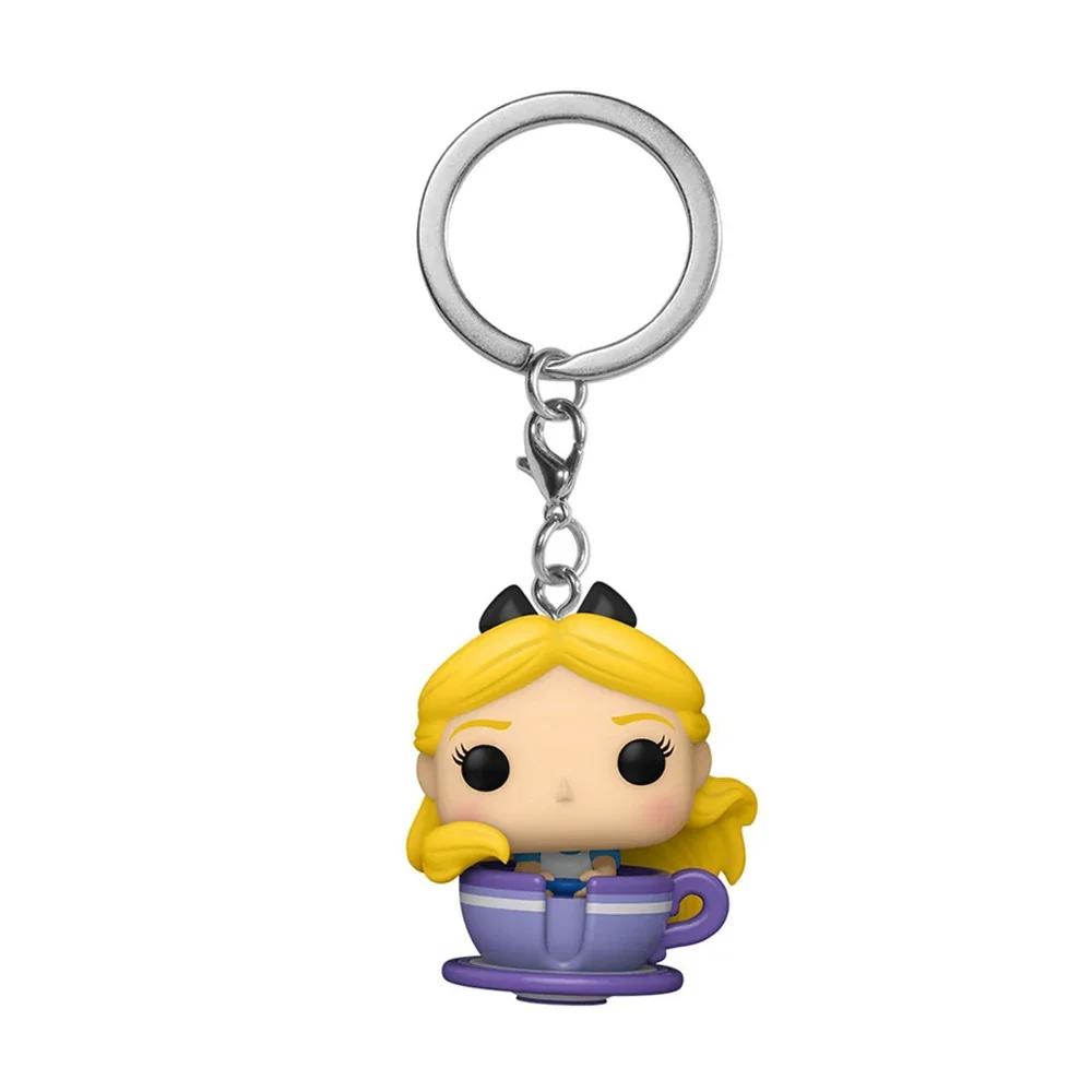FUNKO POP Keychains Alice in Wonderland Cartoon Cute Creative Tea Cup Design Doll Pendant Peripherals Keychain Kid Holiday Gift 4