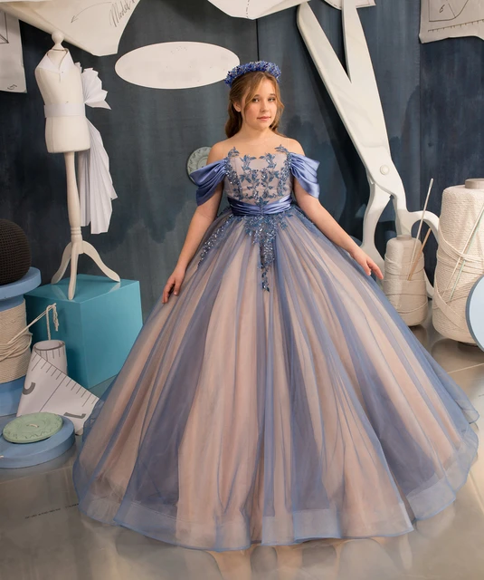 Girls Couture Dress - Luxury Princess Flower Girl Ball Gown