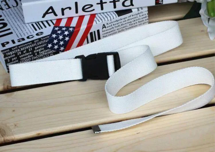 Adults Adjustable All-Match Belt Unisex Korean Style Canvas Belts Vintage Plastic Buckle Elastic Solid Color Long Waistband