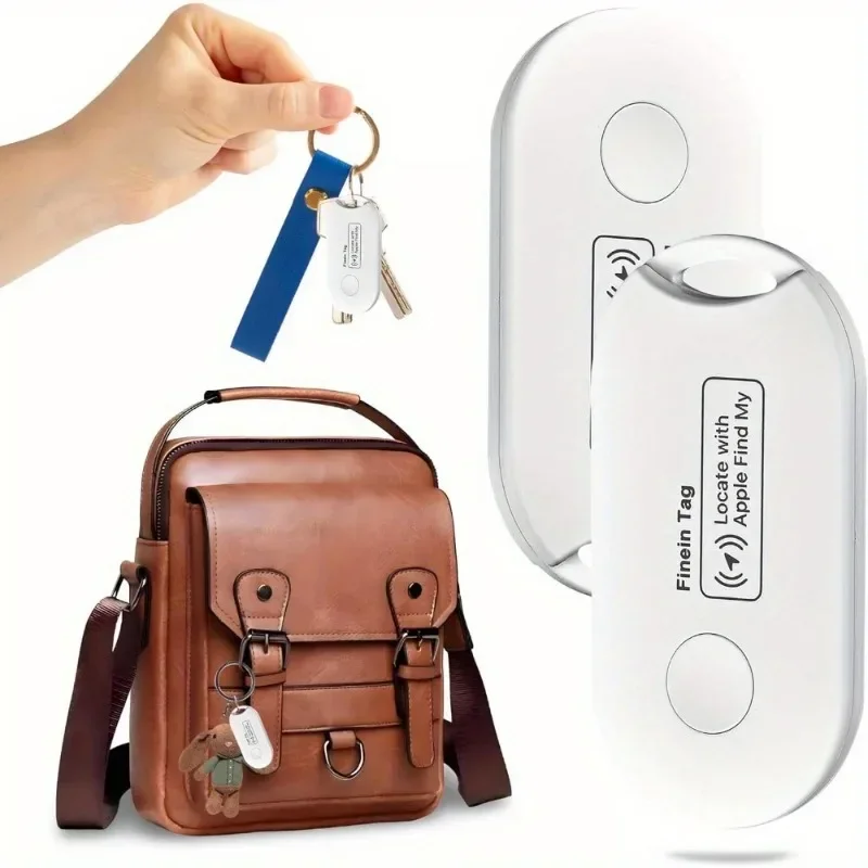 Key Finder Locator with Sound, Works with Apple Find My (iOS only), Replaceable Batteries, Ultra Lightweight, White 2-Pack
